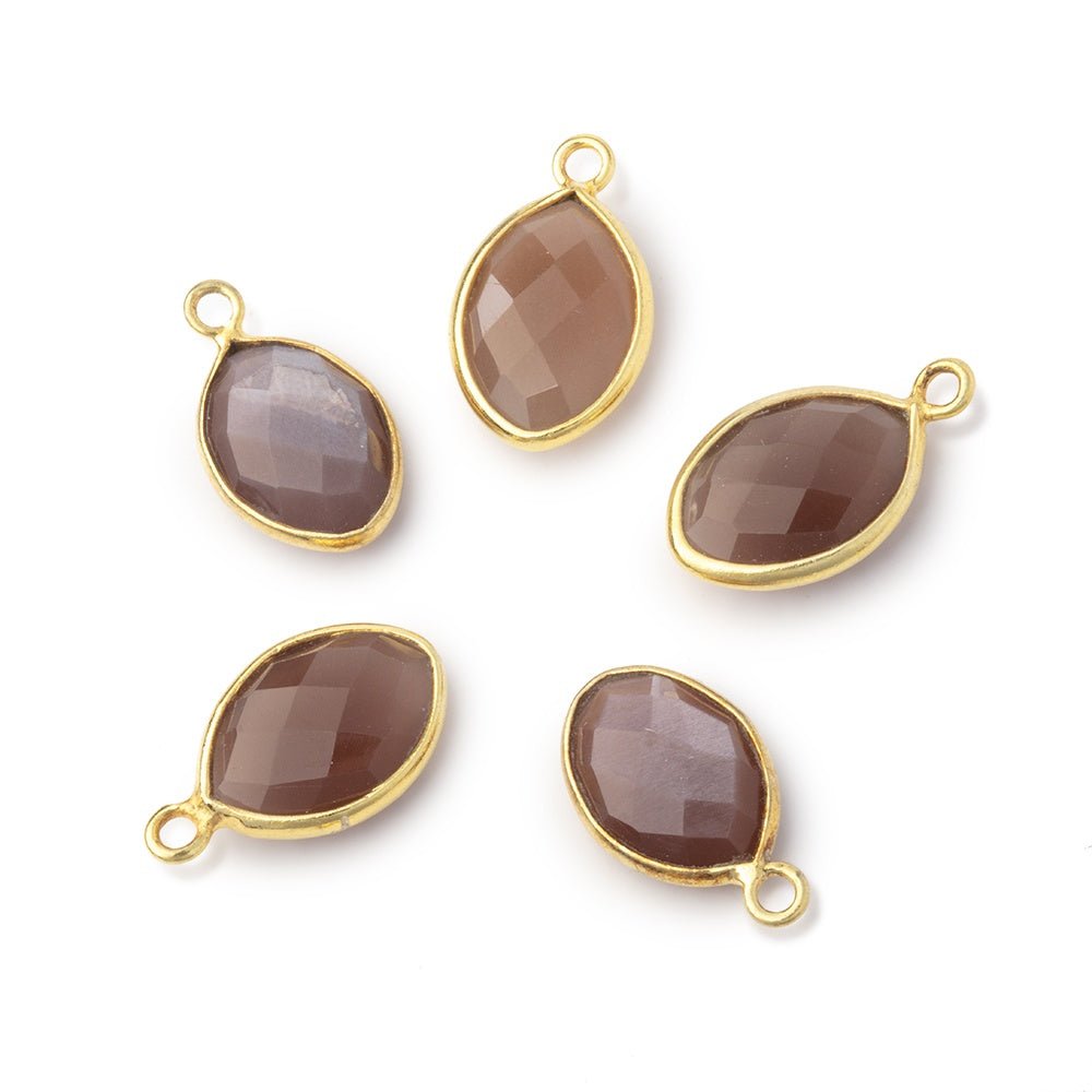13x9mm Vermeil Bezel Chocolate Moonstone Faceted Marquise 1 Pendant