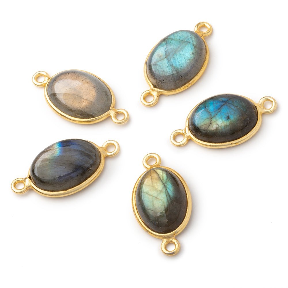 15x11mm Vermeil Bezel Labradorite Oval Cabochon 1 Connector