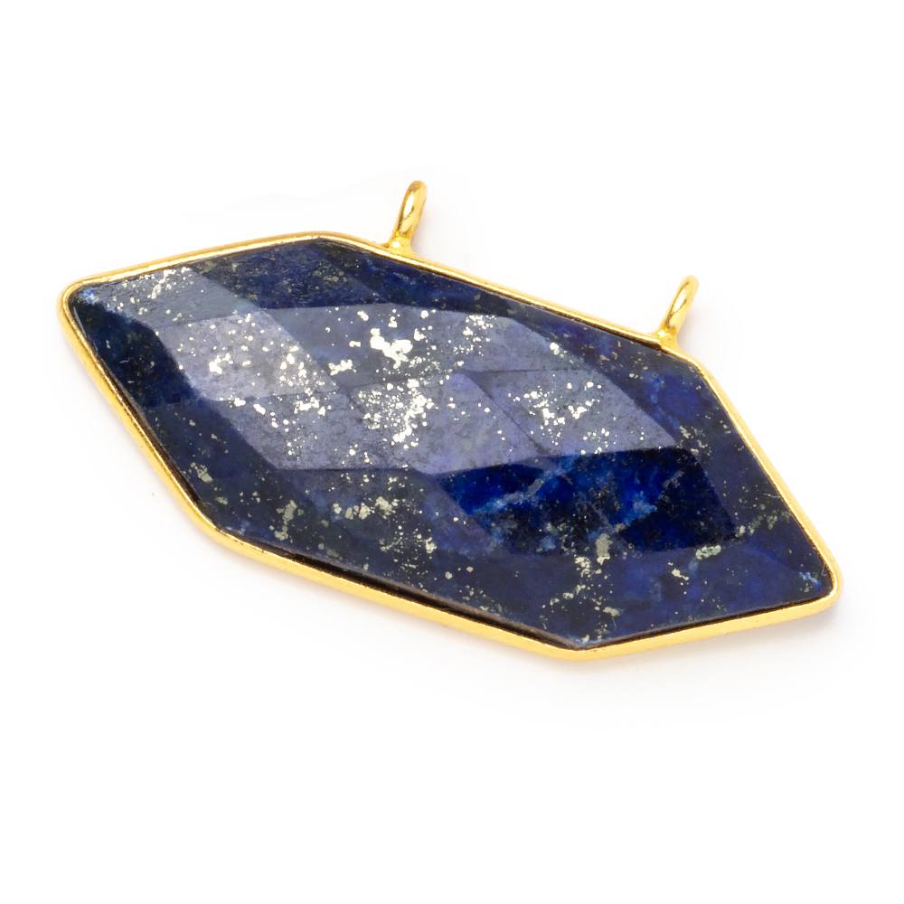 20x40mm Vermeil Bezel Lapis Lazuli Elongated Hexagon Connector 1 piece