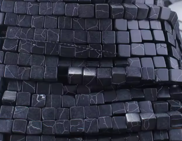4x4mm Natural Square Beads Black Turquoise