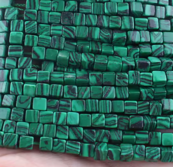 4x4mm Natural Square Beads Malachite