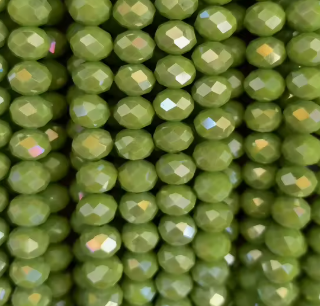 Glass Faceted Rondelle Beads 2-8mm - OPAQUE LIME GREEN