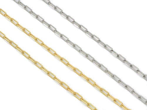 Gold Silver Small link thick Paperclip Chain by Yard, sku#LS06