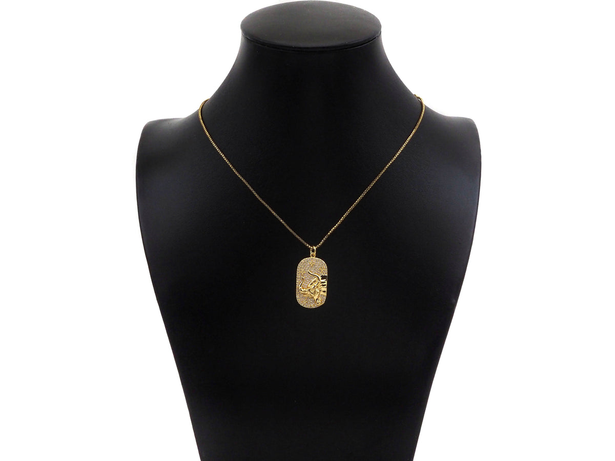CZ Micro Pave Ox-head On Oval Shape Pendant/Charm,SKU#F1391