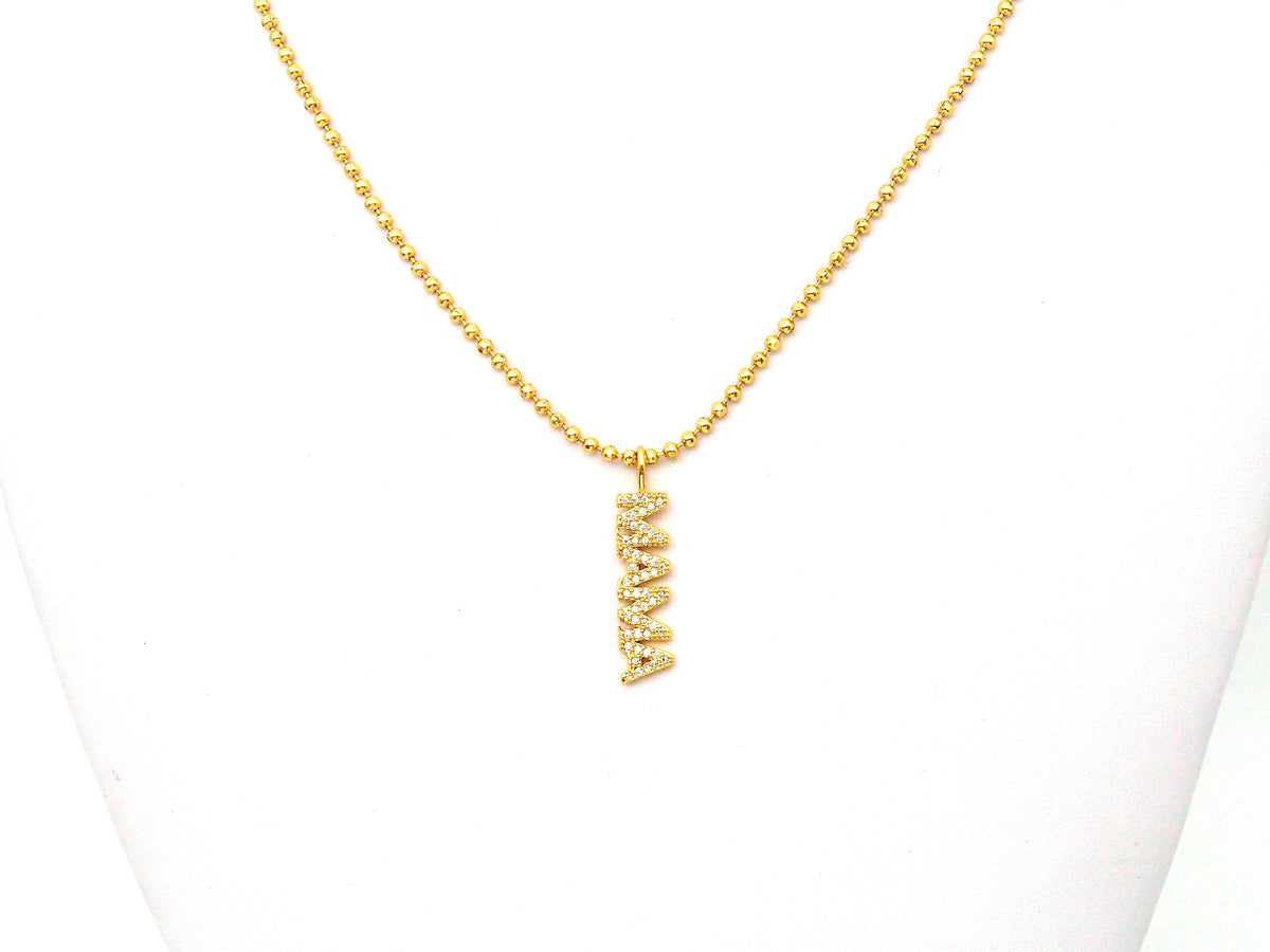 Clear CZ Gold Silver MAMA Word Pendant charm, Sku#LD136