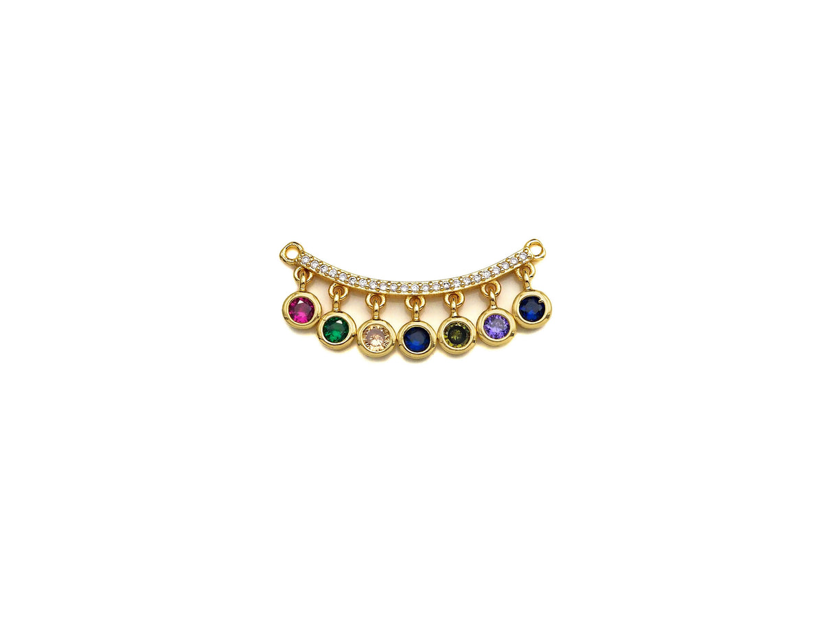 Colorful CZ Curve Bar with Dangles Charm/Pendant,SKU#F1131