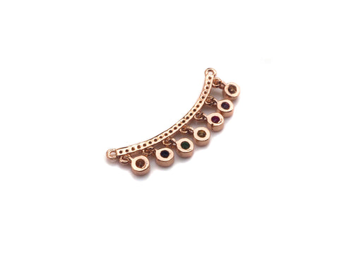 Colorful CZ Curve Bar with Dangles Charm/Pendant,SKU#F1131