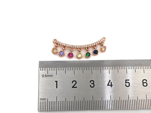 Colorful CZ Curve Bar with Dangles Charm/Pendant,SKU#F1131