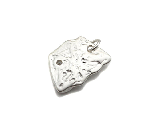 CZ Micro Pave Embossed St Mary On Trapezoid Pendant,Cubic Zirconia Matt Silver/Gold Charm, Necklace Bracelet Charm, 17x13mm, Sku#Y455