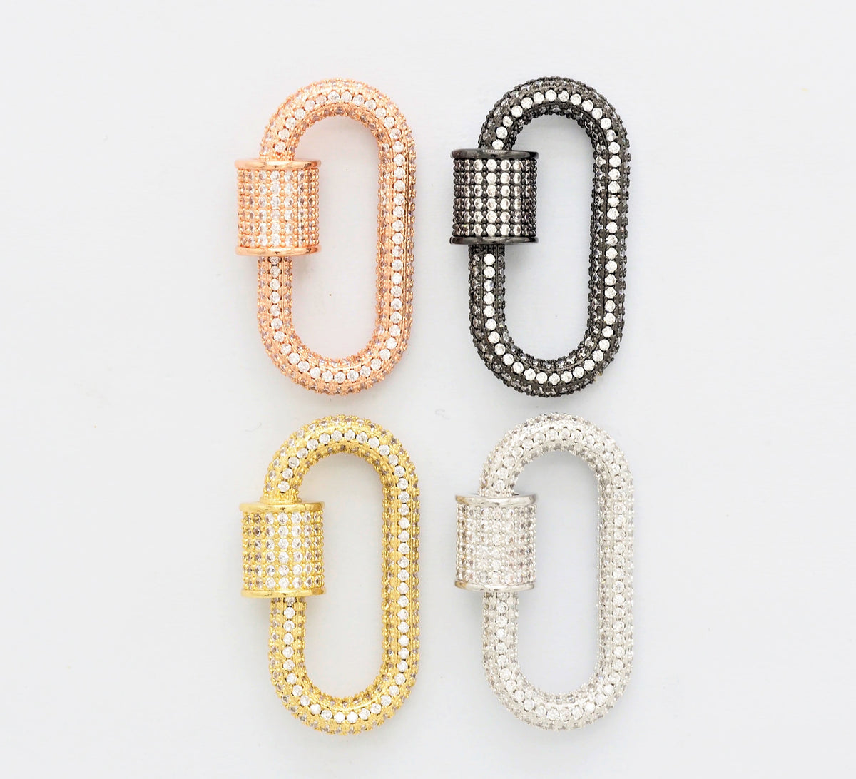 Fully CZ Pave Oval carabiner clasp, Sku#H138