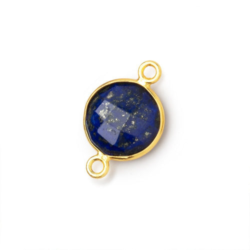 13mm Vermeil Bezel Lapis Lazuli Faceted Coin Connector 1 piece