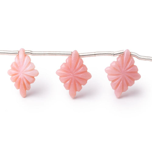 15.5-16.5mm Pink Peruvian Opal Carved Kite Beads 6.5 inch 10 pieces