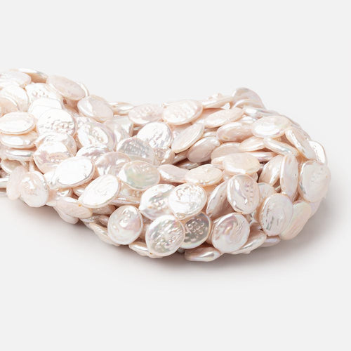 15x13-17x14mm Rosé White Oval Freshwater Pearls 16 inch 23 Beads