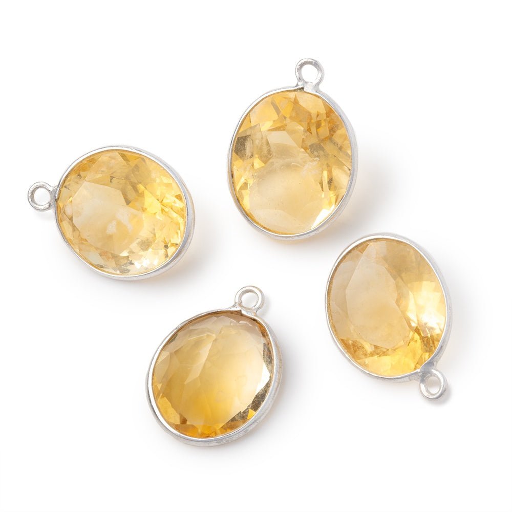 15x13mm Sterling Silver Bezel Citrine Pavilion Faceted Oval Pendant 1 piece