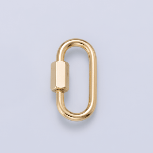 16K Gold Filled 21mm Minimalist Oval Oblong Screw Lock Carabiner | Findings-00499