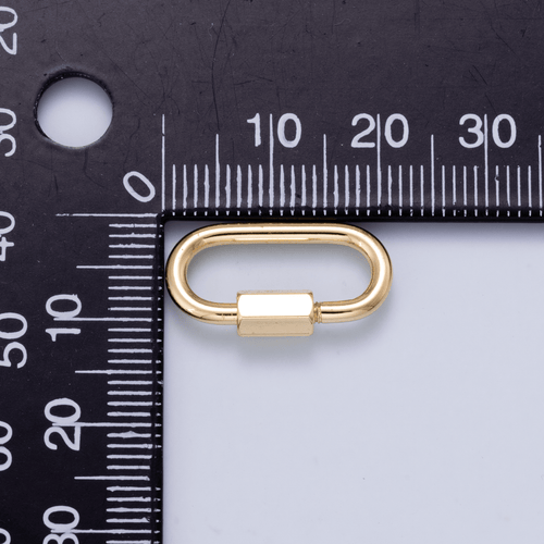 16K Gold Filled 21mm Minimalist Oval Oblong Screw Lock Carabiner | Findings-00499