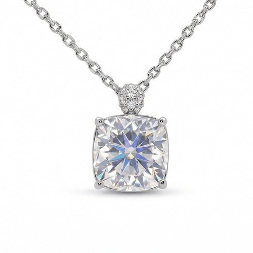 5.9CT (11.3mm) Cushion Cut Moissanite Diamond Necklace