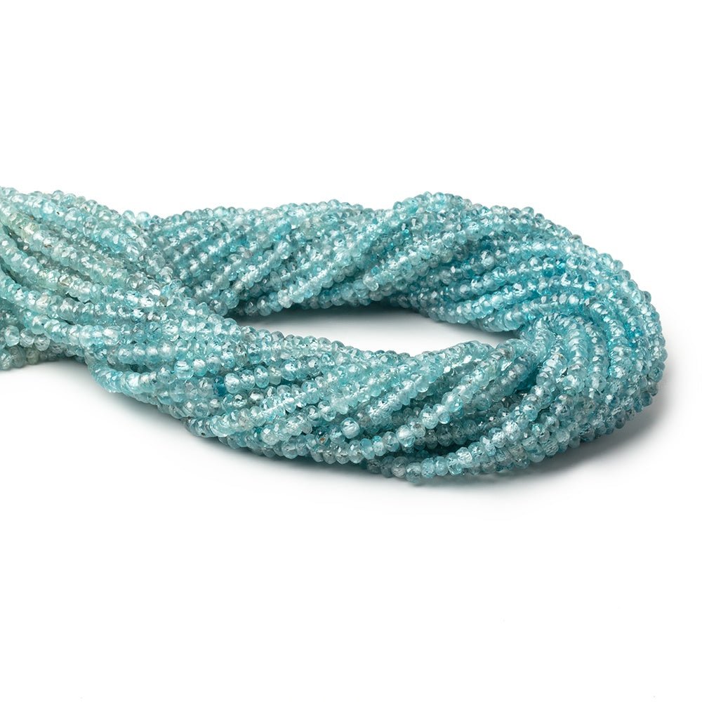3.5-4mm Blue Zircon Faceted Rondelle Beads 13.75 inch 145 pieces