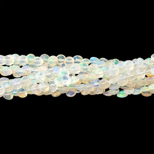 3.5-4mm Ethiopian Opal Pavilion Faceted Coin 16 inch 126 Beads AA