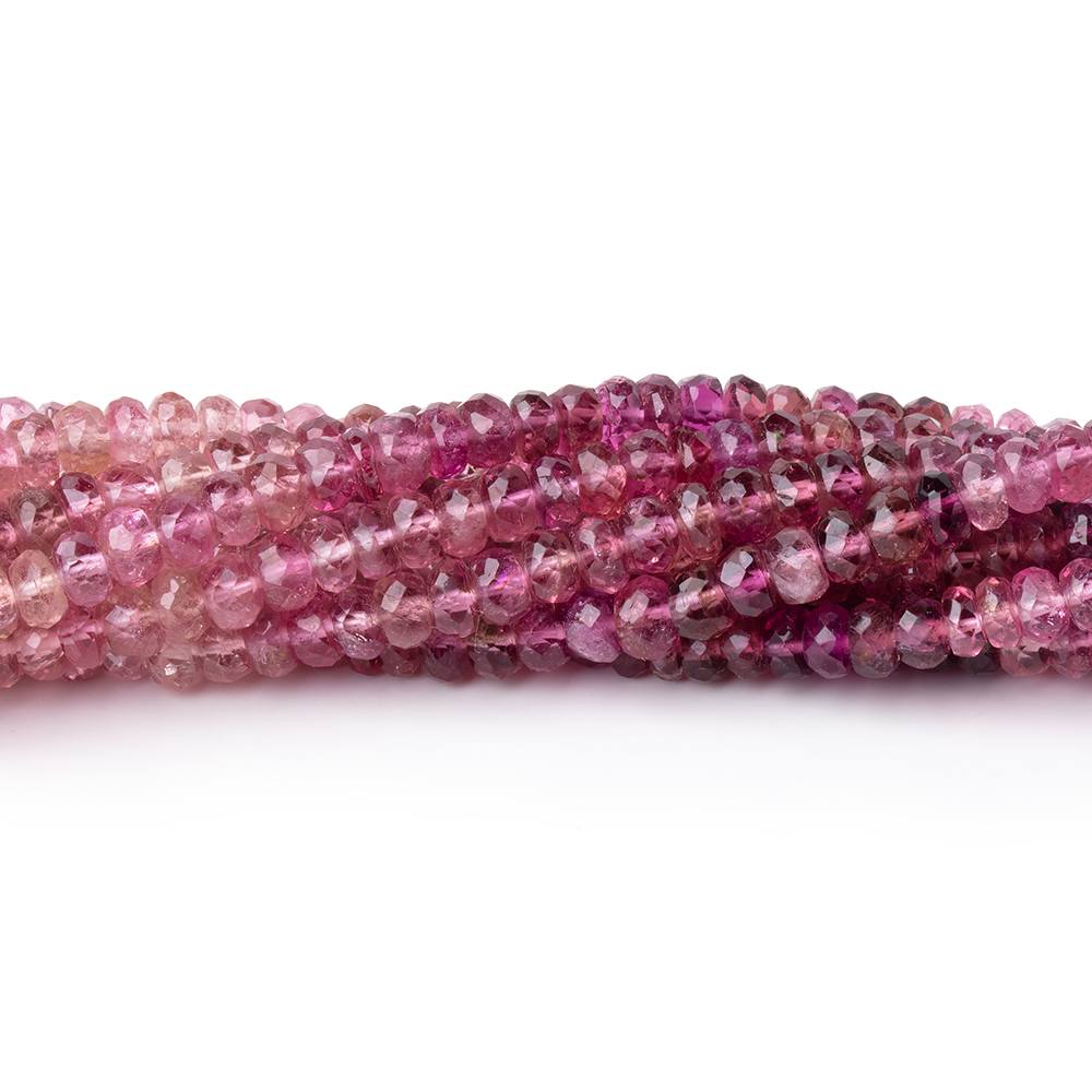 3.5-4mm Pink Tourmaline Faceted Rondelle Beads 14 inch 145 pieces AA