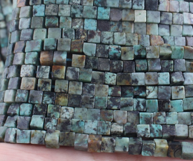 4x4mm Natural Square Beads African Turquoise