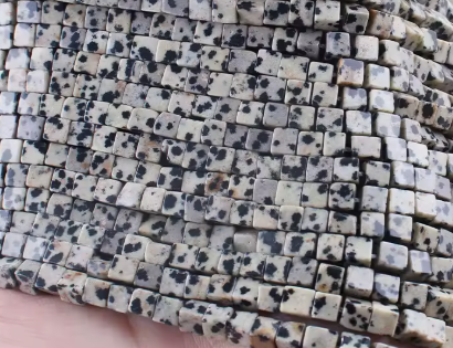 4x4mm Natural Square Beads Dalmatian Jasper
