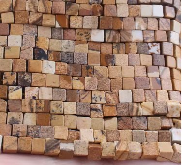 4x4mm Natural Square Beads Landscape Jasper