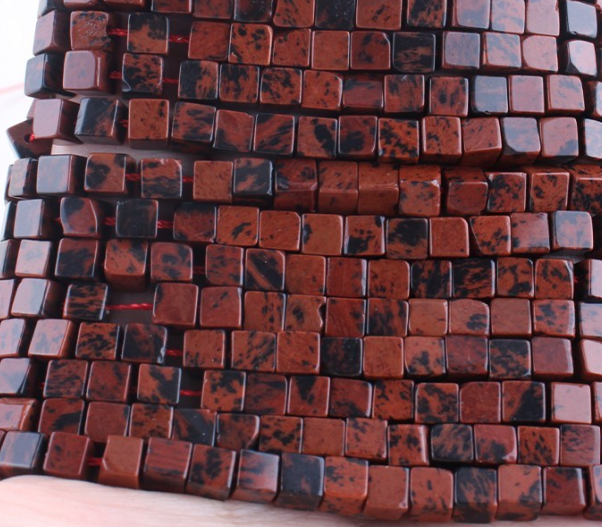 4x4mm Natural Square Beads Mahogany Obsidian