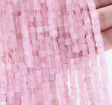 4x4mm Natural Square Beads Rose Quartz