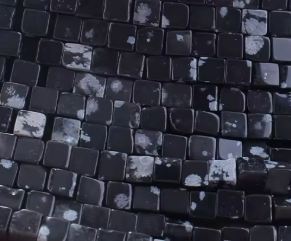 4x4mm Natural Square Beads Snowflake Obsidian