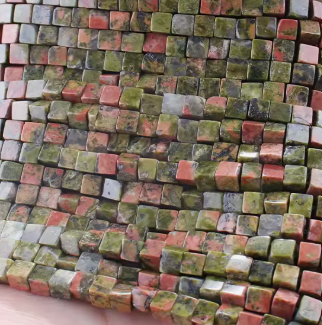 4x4mm Natural Square Beads Unakite