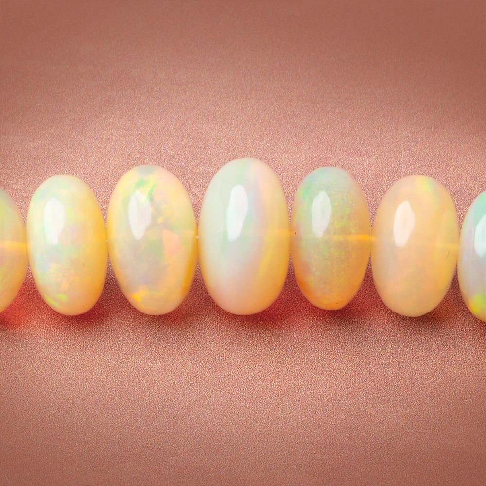 5-13mm Golden Ethiopian Opal Plain Rondelle 20 inch 100 Beads AAA
