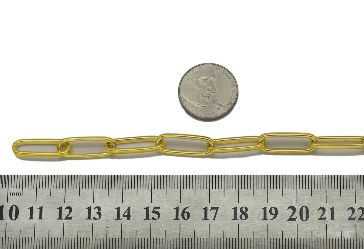 18k Gold/SIlver Filled Large Link Thick Paper Clip Chain by Yard, sku#LS01