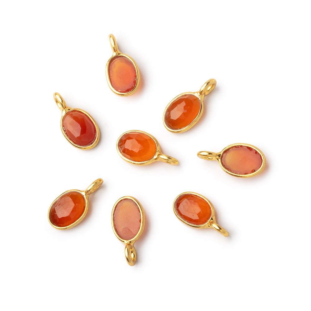 7x5mm Vermeil Bezel Carnelian Rose Cut Oval Pendant 1 piece