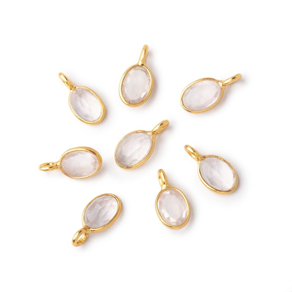 7x5mm Vermeil Bezel Rose Quartz Rose Cut Oval Pendant 1 piece