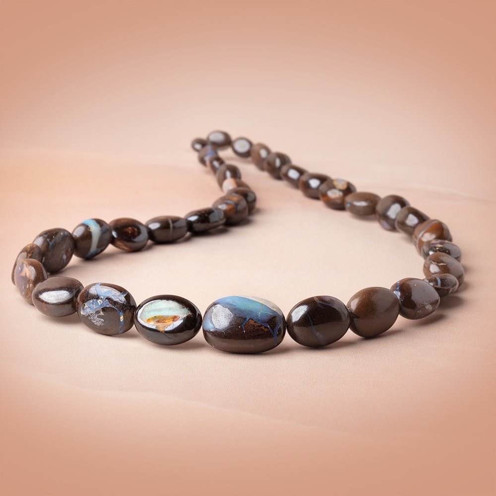 8-18mm Australian Boulder Opal Plain Oval 18 inch 33 Beads AA
