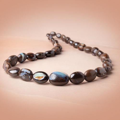8-18mm Australian Boulder Opal Plain Oval 18 inch 33 Beads AA