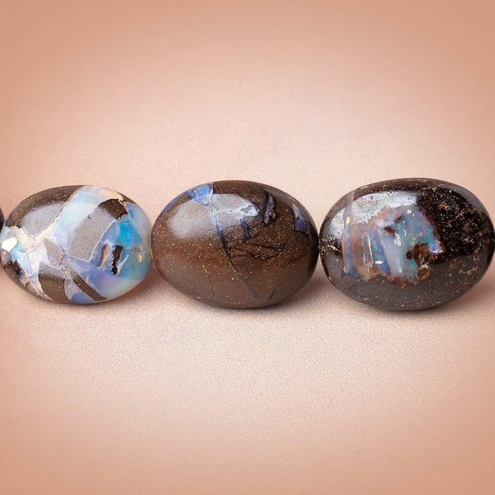 8-18mm Australian Boulder Opal Plain Oval 18 inch 33 Beads AA