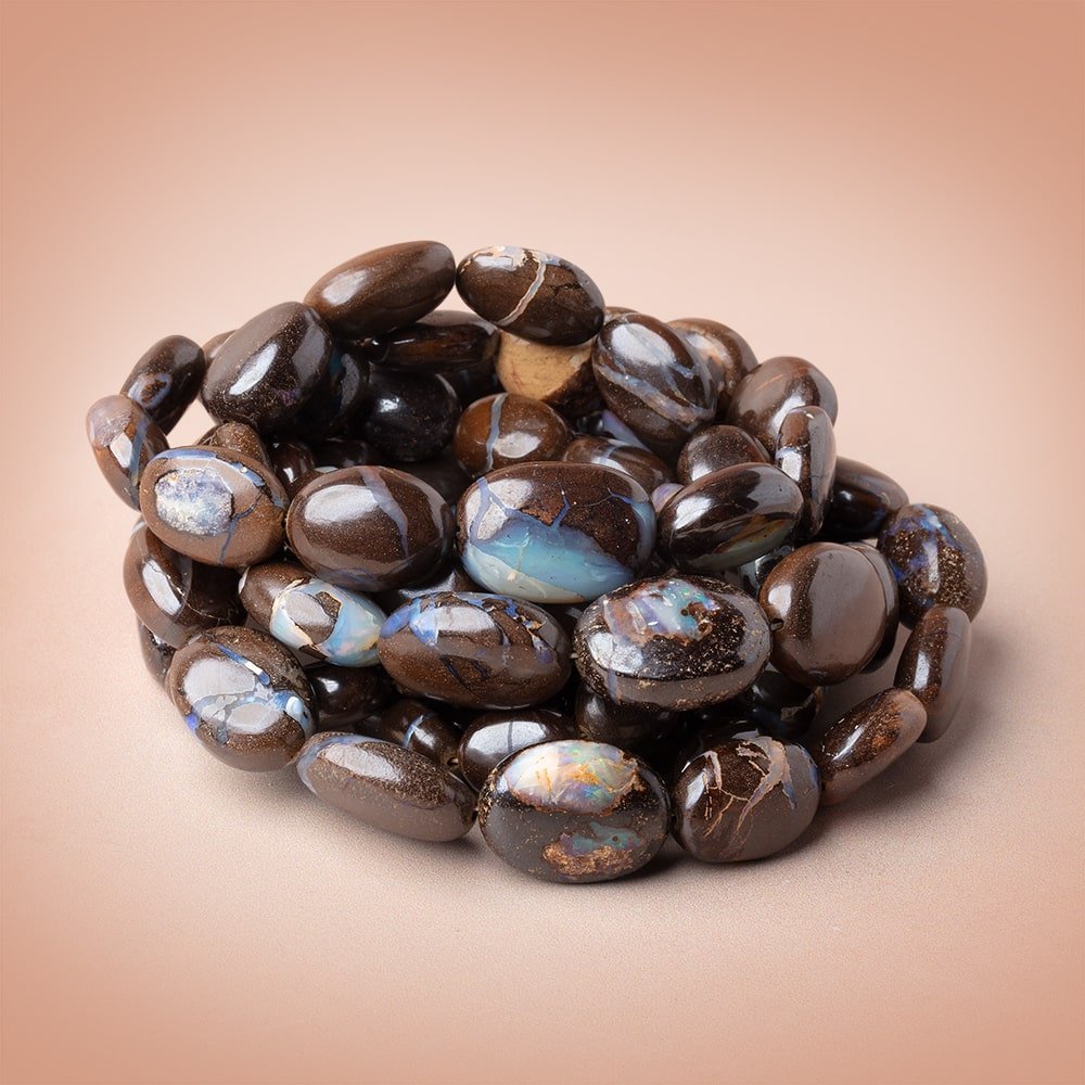 8-18mm Australian Boulder Opal Plain Oval 18 inch 33 Beads AA