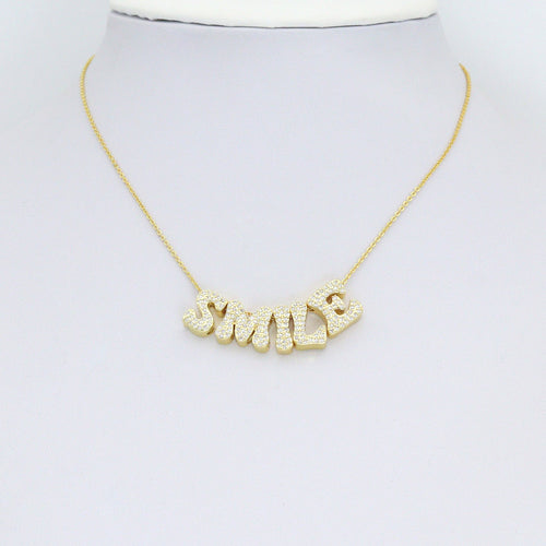 Gold Silver CZ Gold Alphabet Initial Letter Charm Pendant Bead,Sku#LX888