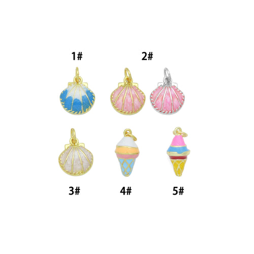 Colorful Enamel Shell Icecream Pendant charm, Sku#A509