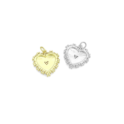 Gold Silver Radiant Heart Charm Pendant, Sku#A518