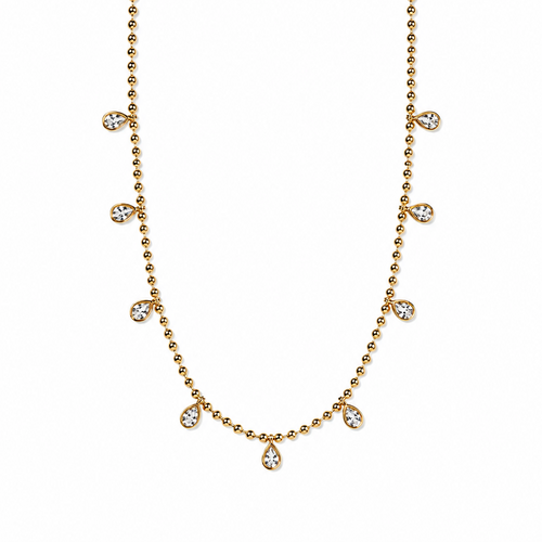 Beaded CZ Teardrop Necklace