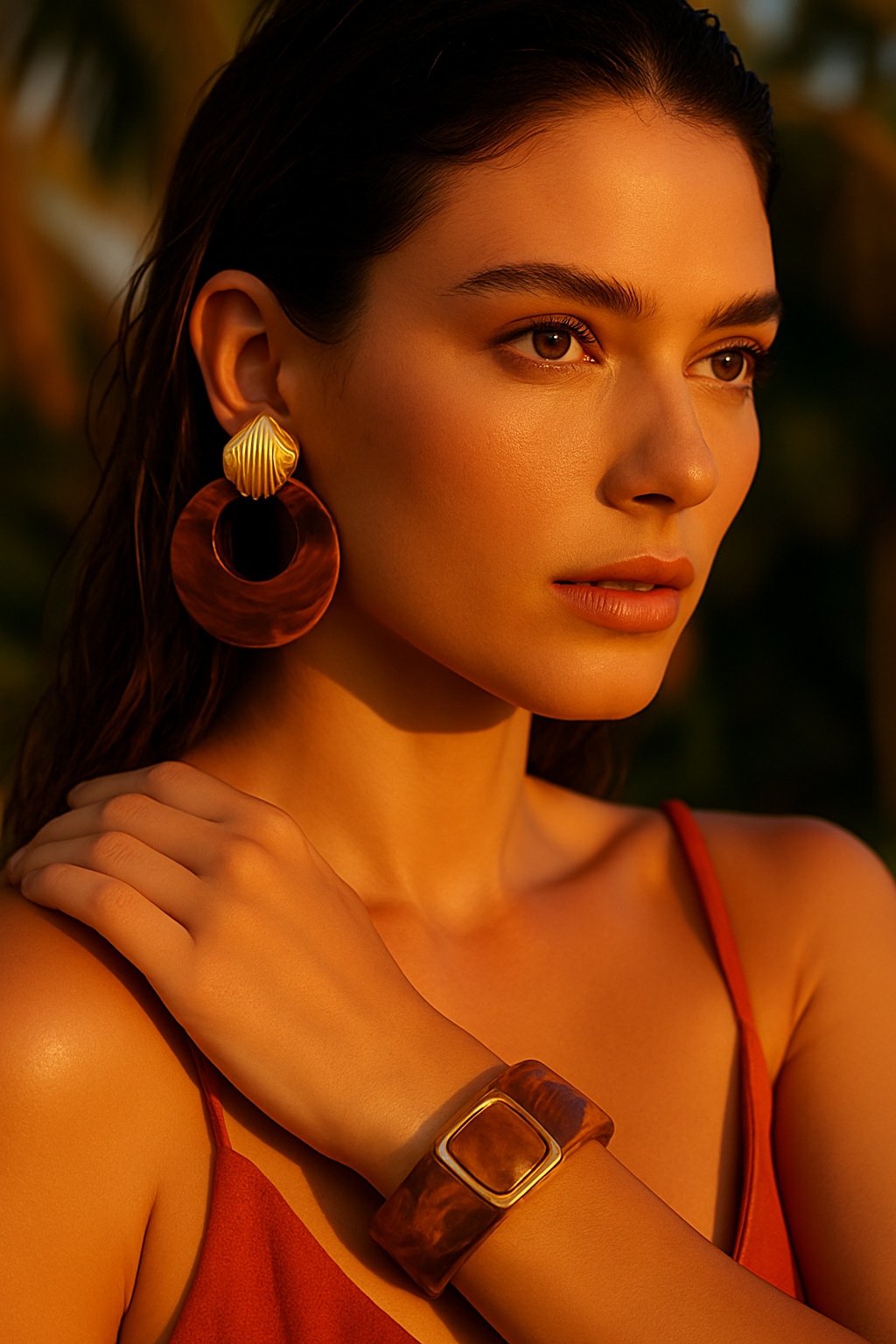 Kenle Shell Earring-Brown