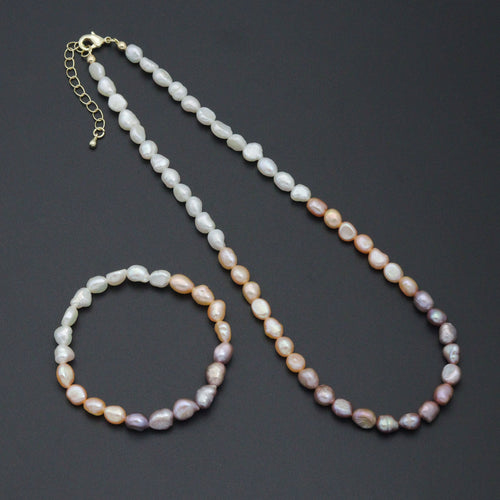 Multicolor Freshwater Pearl necklace Bracelet, Sku#EF805