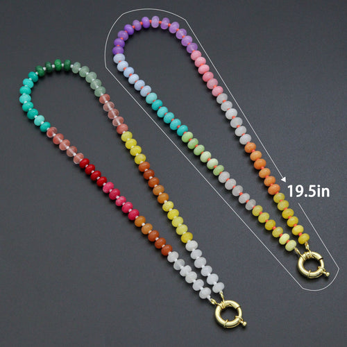 Rainbow Color Roundelle Gemstone necklace, sku#EF811