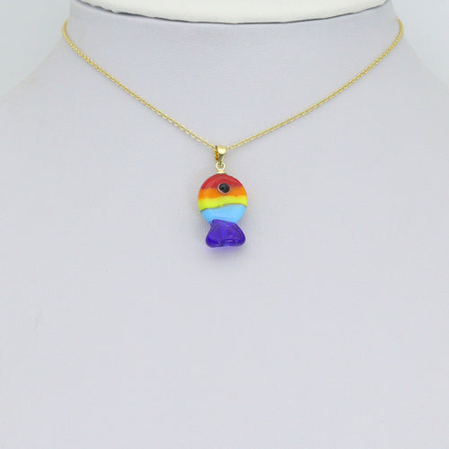 Colorful Enamel  Rainbow Fish Pendant For Necklace Bracelet Jewelry Making Supply, Fish Charm, Sku#EF825