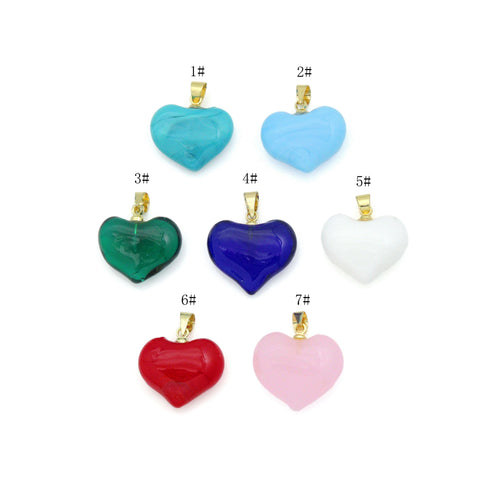 Crystal Stone Heart Pedant For Necklace Bracelet Jewelry Making Supply, Stone Heart Charm, Sku#EF829