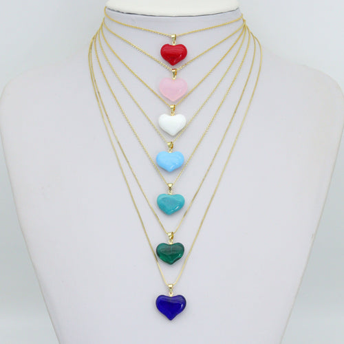 Crystal Stone Heart Pedant For Necklace Bracelet Jewelry Making Supply, Stone Heart Charm, Sku#EF829