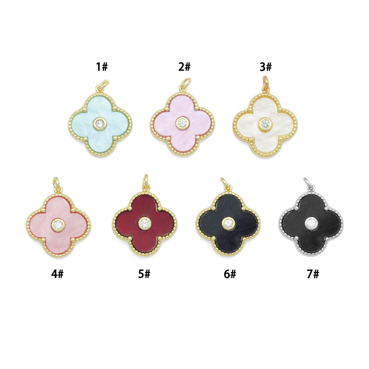 Colorful Mother of Pearl Flower Pendant Charm, Sku#FH246
